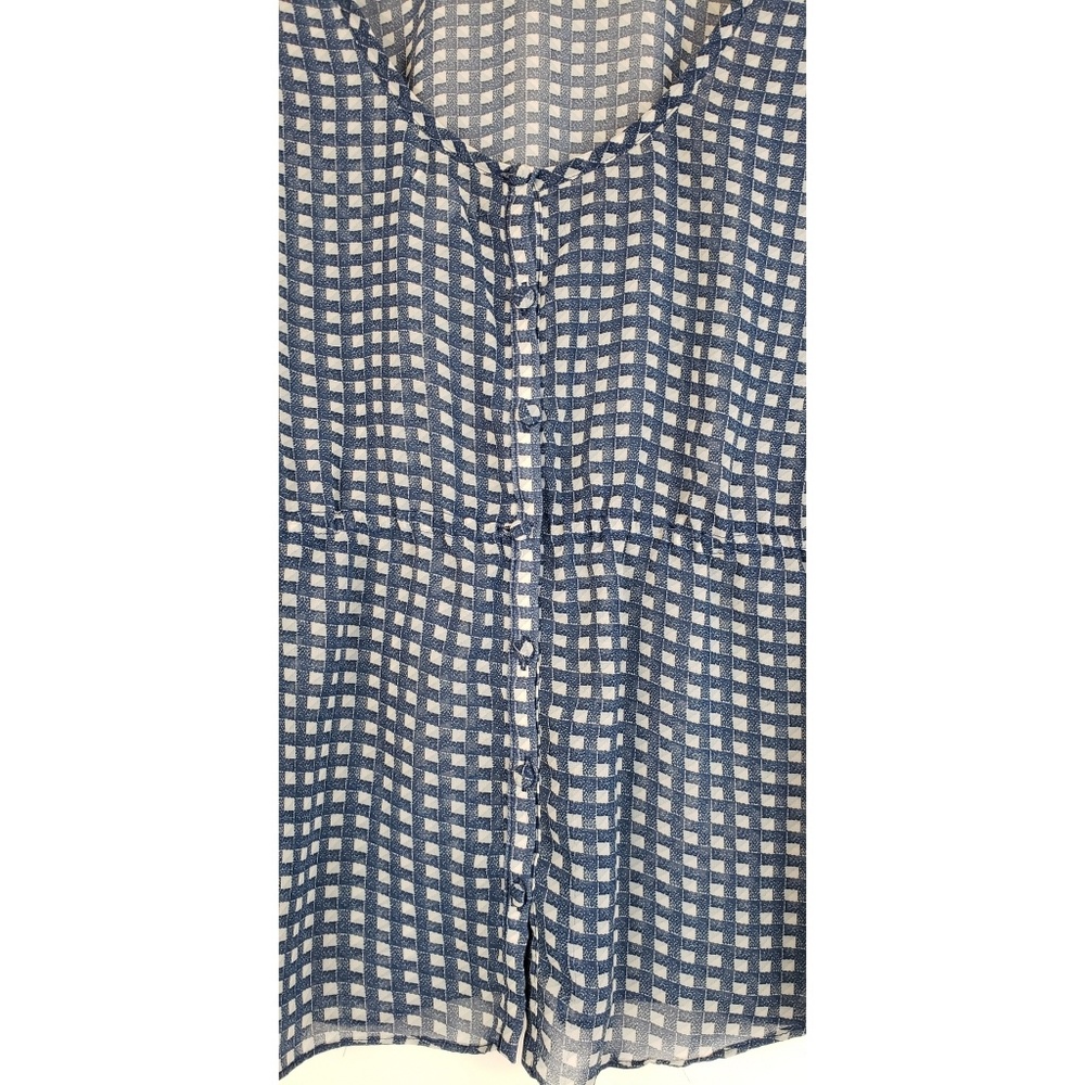 Ecoté | Blue White 3/4 Ruched Sleeves Blouse - Picture 3 of 5